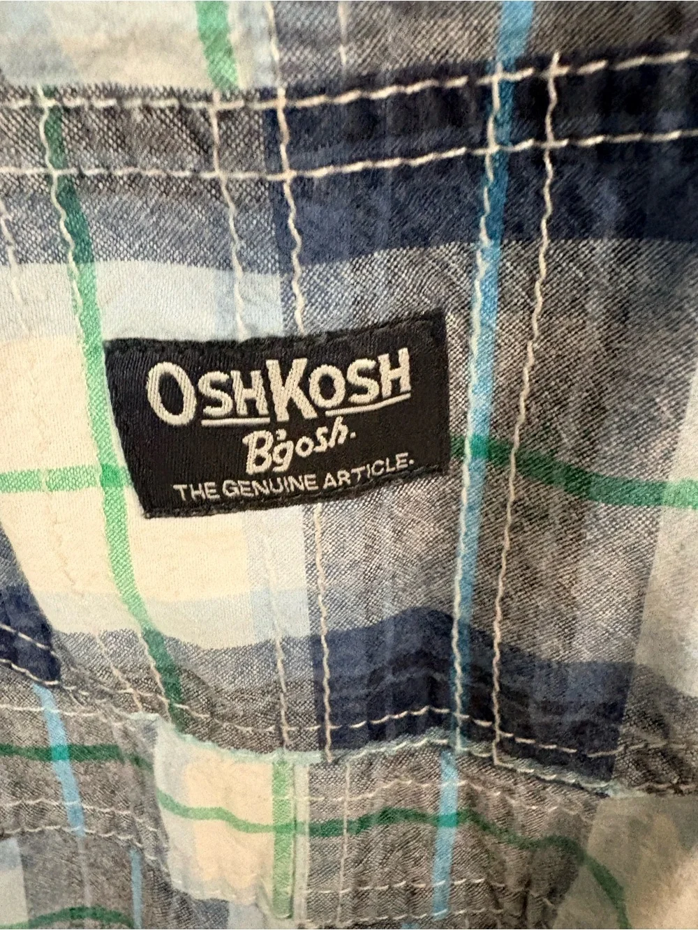 OshKosh B'gosh Blue and White Plaid Baby Overalls